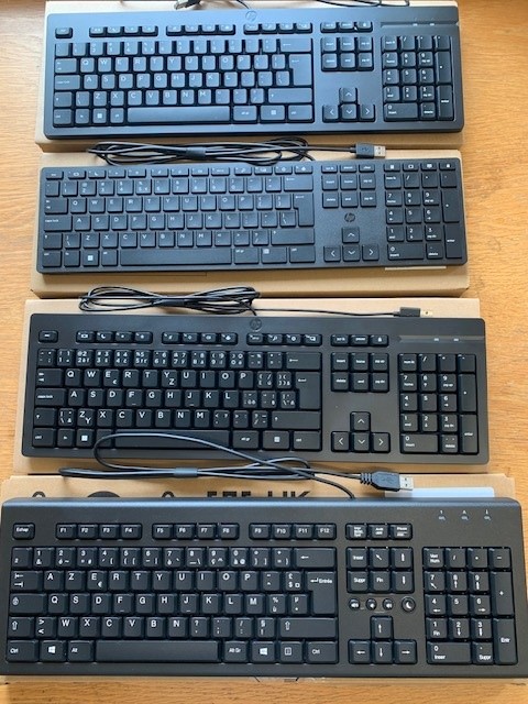 New & Boxed HP Black USB Wired Keyboard - ASSORTED FOREIGN LANGUAGE, New & Boxed